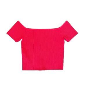 Abound Womens Fire Red Ribbed Off the Shoulder Short Sleeve Crop Top Size M NWT